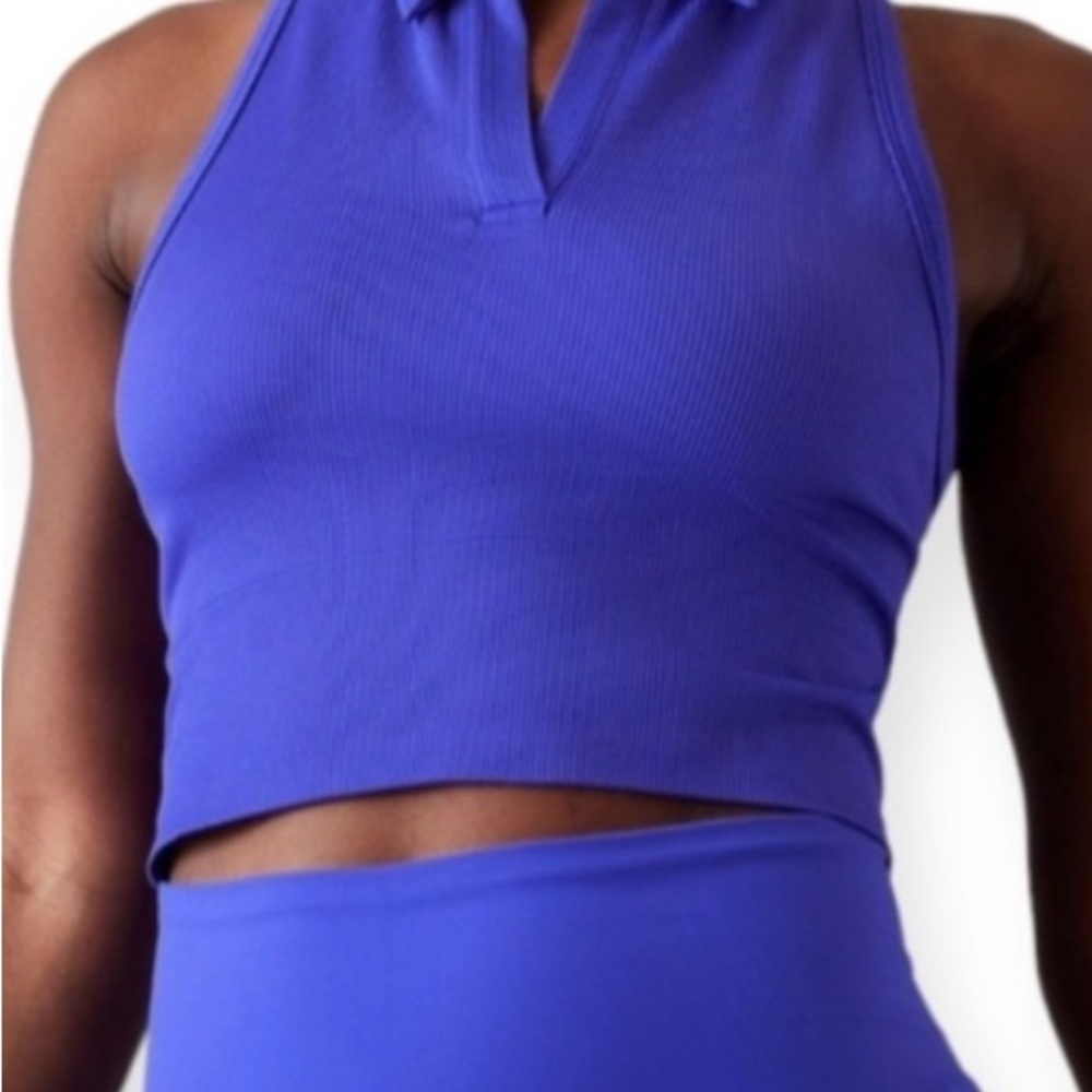 New Athleta Vibrant Blue purple Crop Top Aurora s
